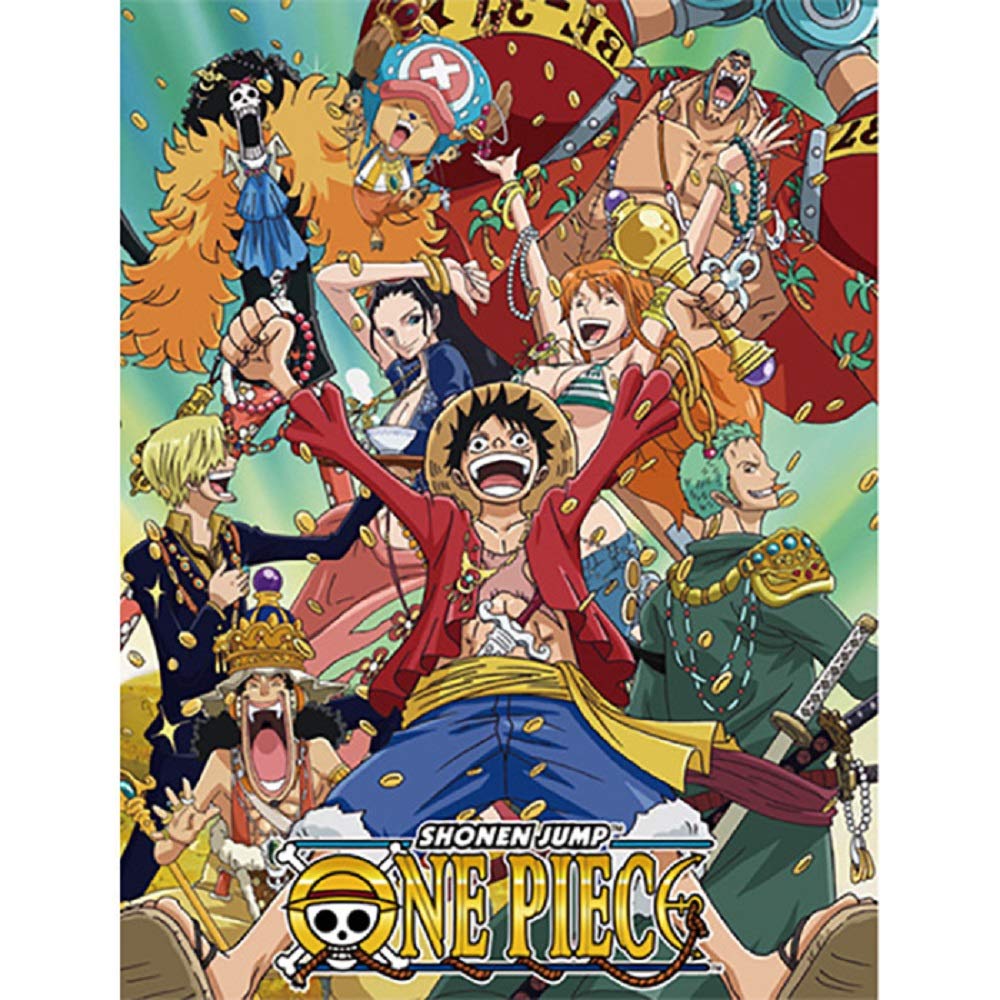 One Piece - Luffy Zoro Sanji Straw Hat Pirates Group Money Sublimation Throw Blanket 60in. By 46in. - Image 1