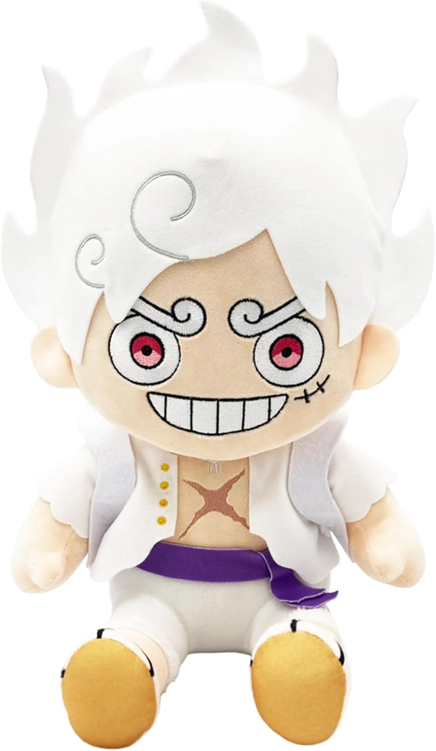 One Piece - Monkey D. Luffy Gear 5 Grin Sitting Pose Plush 12" - Great Eastern Entertainment - Image 1