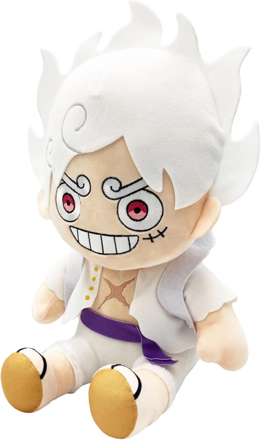 One Piece - Monkey D. Luffy Gear 5 Grin Sitting Pose Plush 12" - Great Eastern Entertainment - Image 2