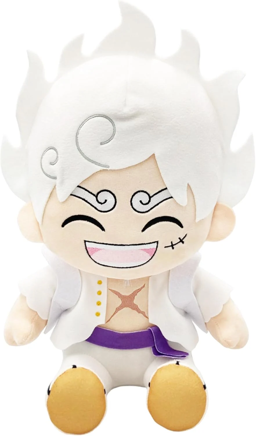 One Piece - Monkey D. Luffy Gear 5 Laugh Sitting Pose Plush 12" - Great Eastern Entertainment - Image 1