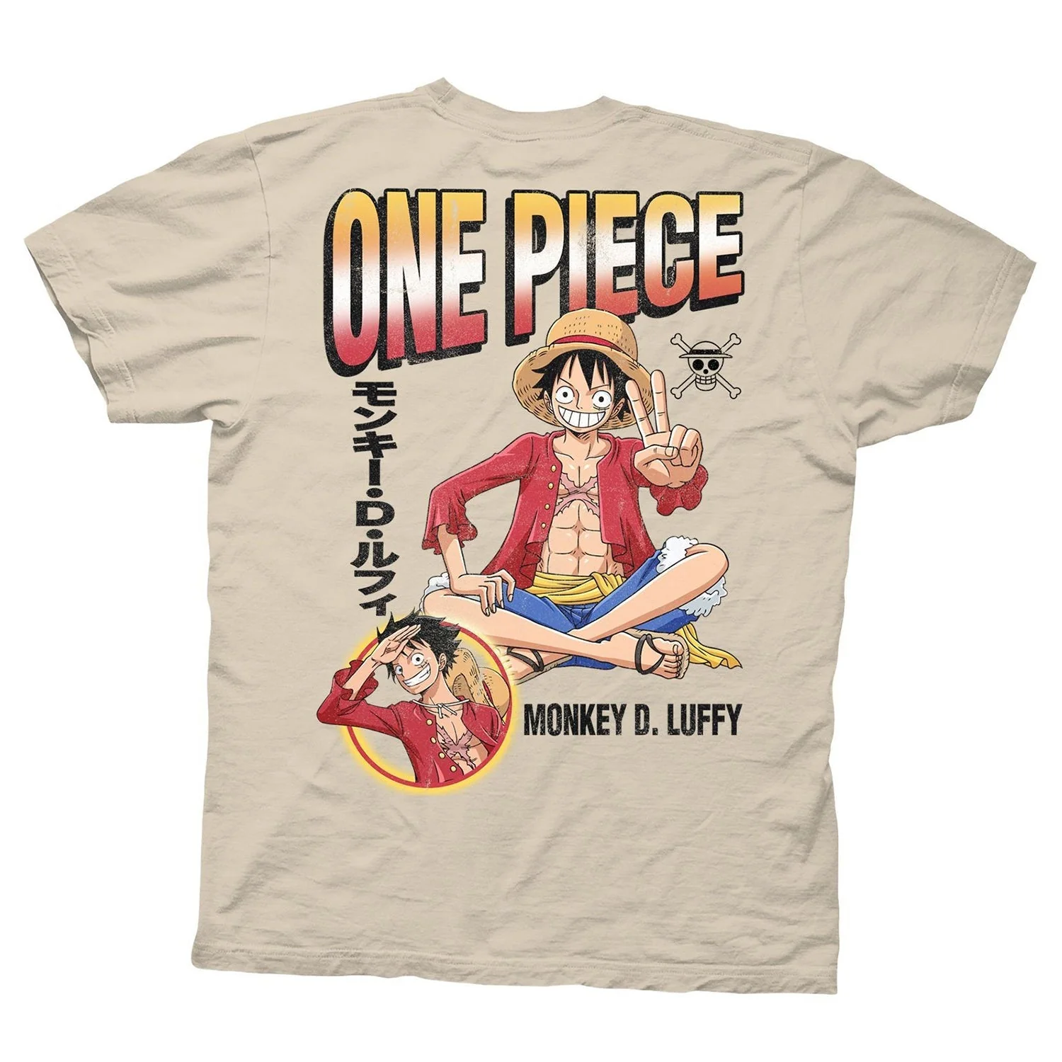 One Piece Monkey D. Luffy With Back Print Officially Licensed Adult T-Shirt - Image 1