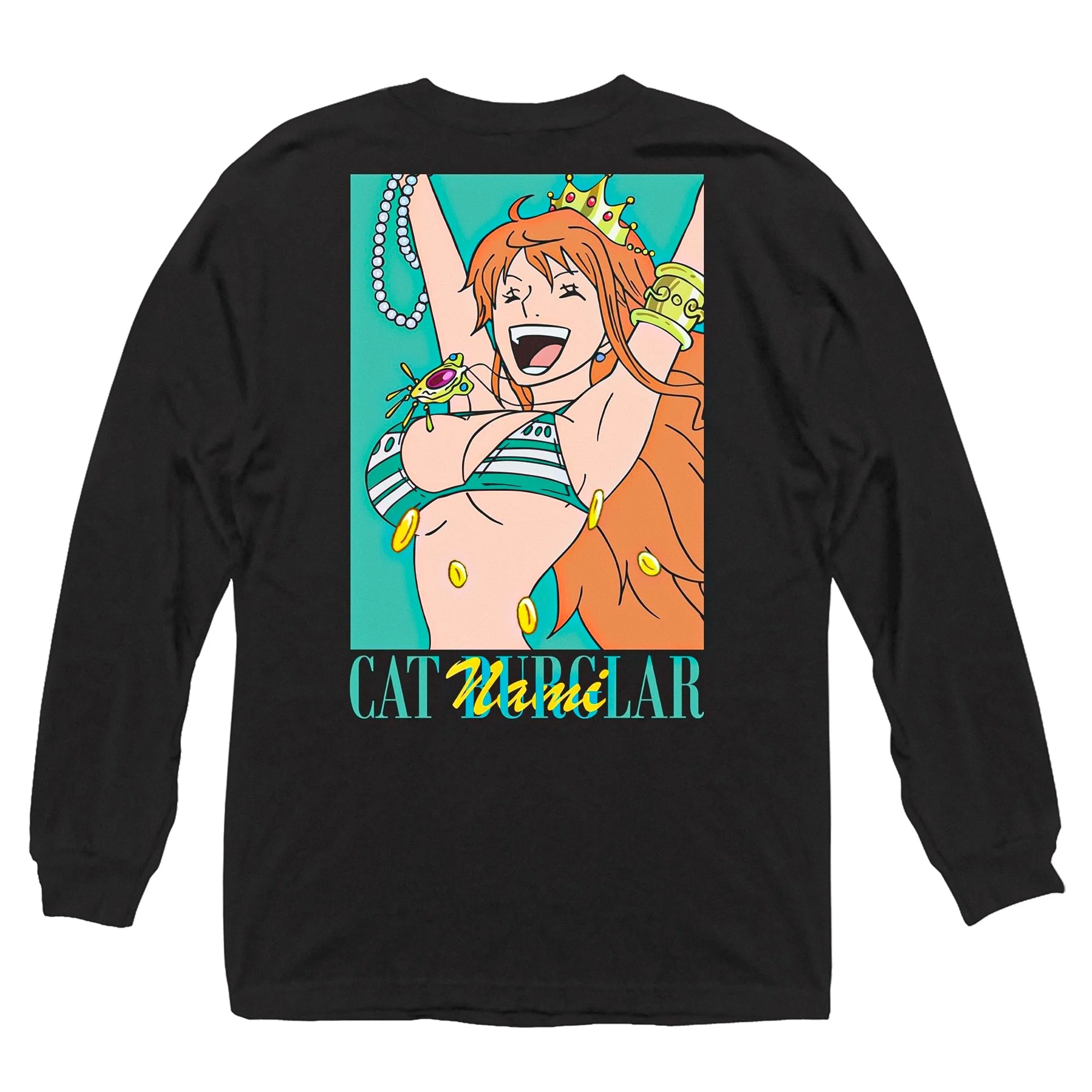 One Piece - Nami Cat Burglar Rectangle Adult Long Sleeve T-Shirt - Black - Officially Licensed - Image 3