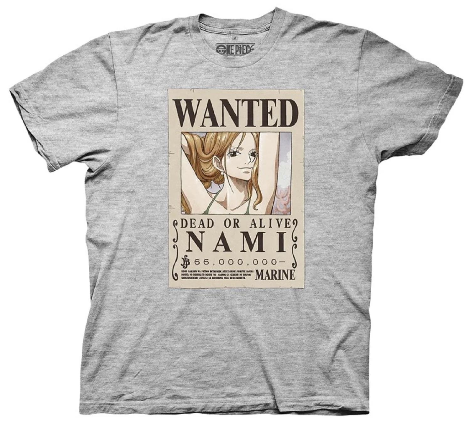 One Piece Nami Full Wanted Poster Anime Adult Short-Sleeve Graphic T-Shirt - Image 1