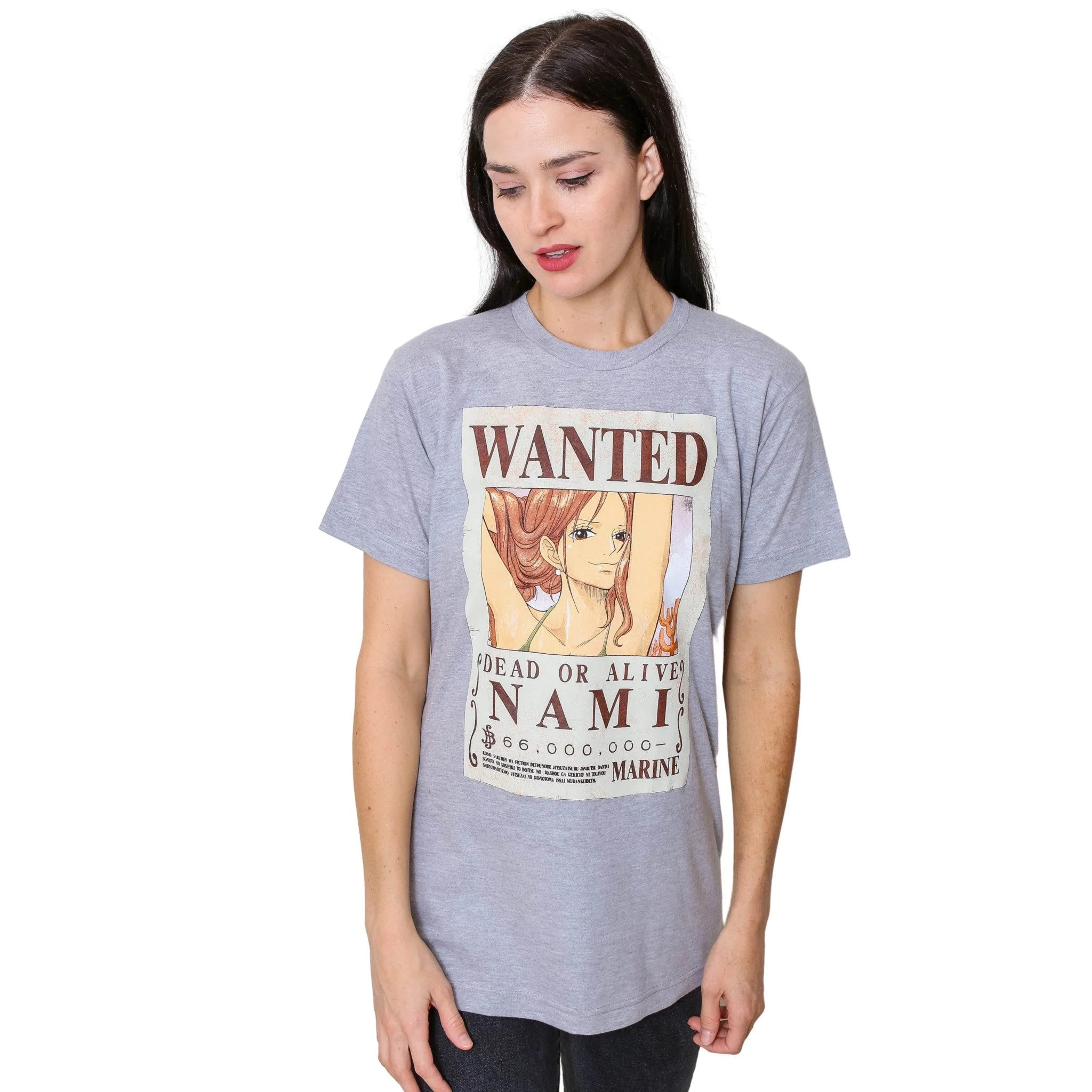 One Piece Nami Full Wanted Poster Anime Adult Short-Sleeve Graphic T-Shirt - Image 3