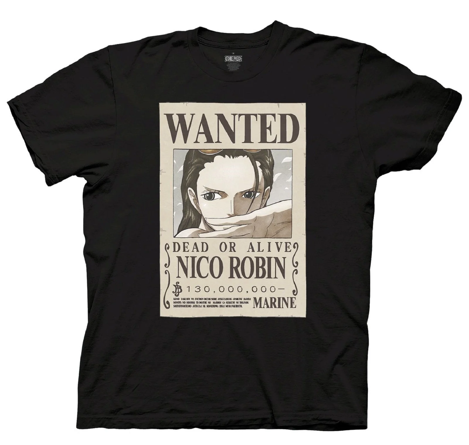 One Piece Nico Robin Full Wanted Poster Anime Adult Unisex T-Shirt - Image 1