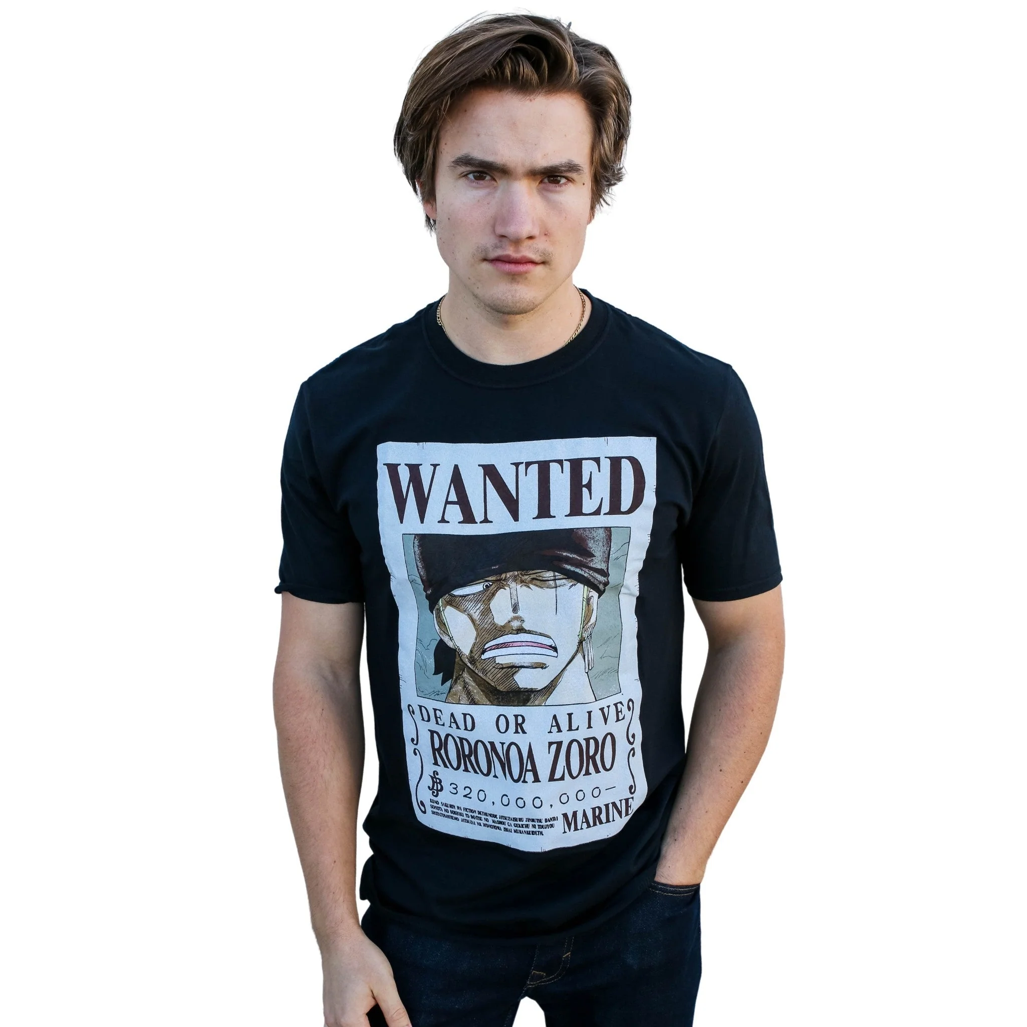 One Piece Roronoa Zoro Full Wanted Poster Anime Adult Unisex T-Shirt - Image 2