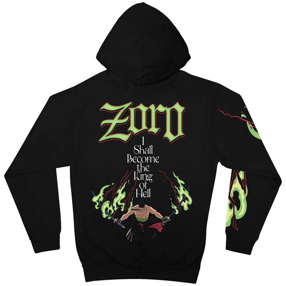 One Piece Roronoa Zoro King Of Hell Licensed Adult Zip Up Hoodie - Image 3