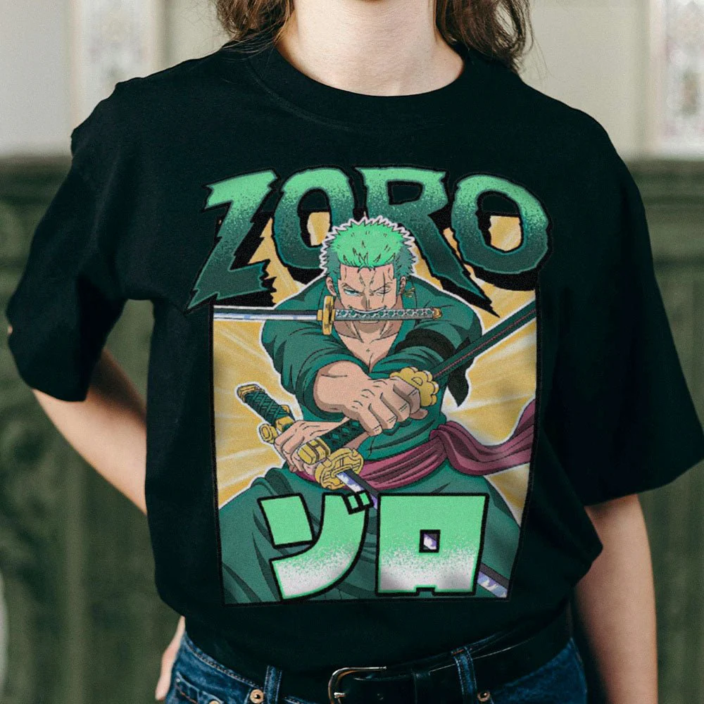 One Piece - Roronoa Zoro Three-Sword Style Adult T-Shirt - Black - Officially Licensed - Image 2