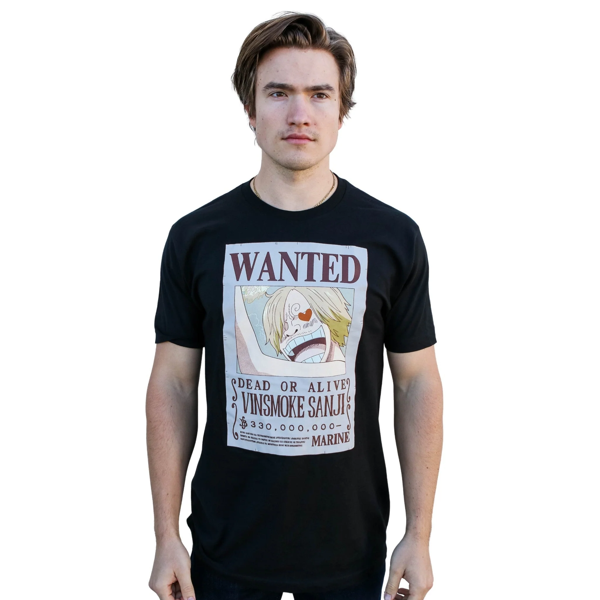 One Piece Sanji Full Wanted Poster Anime Adult Short-Sleeve Graphic T-Shirt - Image 3