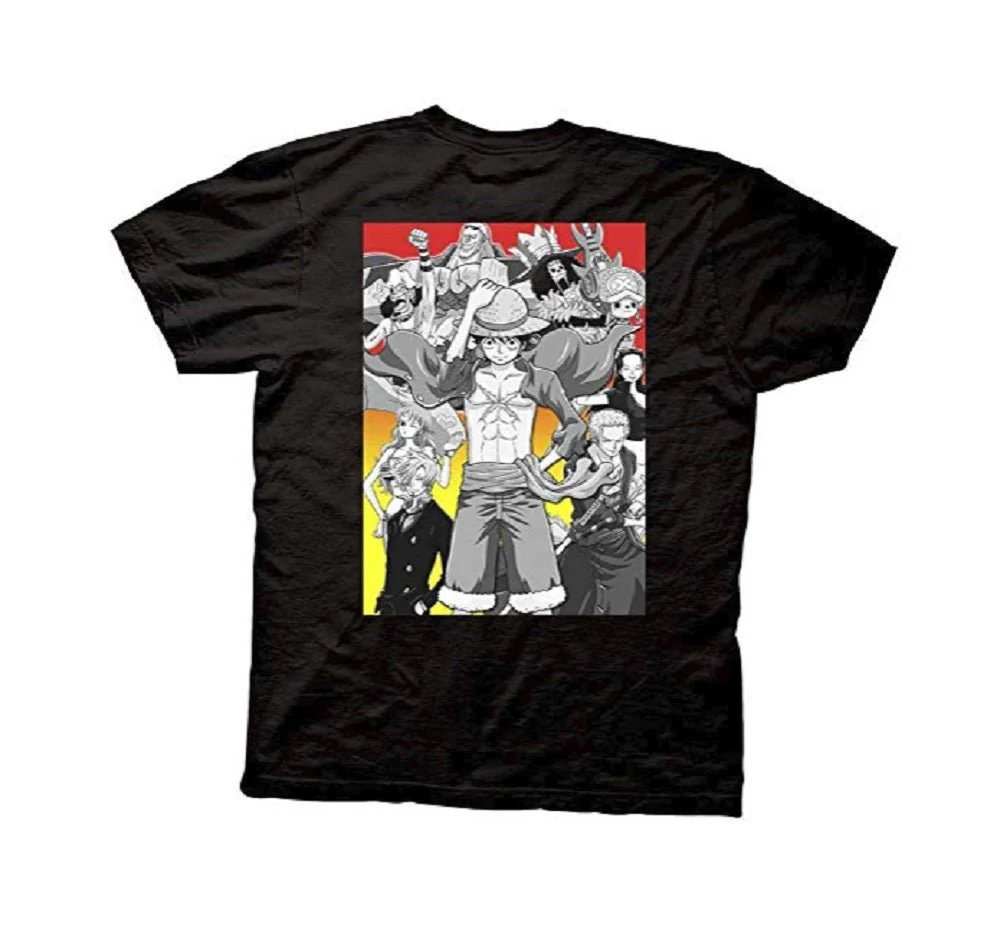One Piece Stencil Logo with Gradient Group Adult Short Sleeve T-Shirt - Image 2