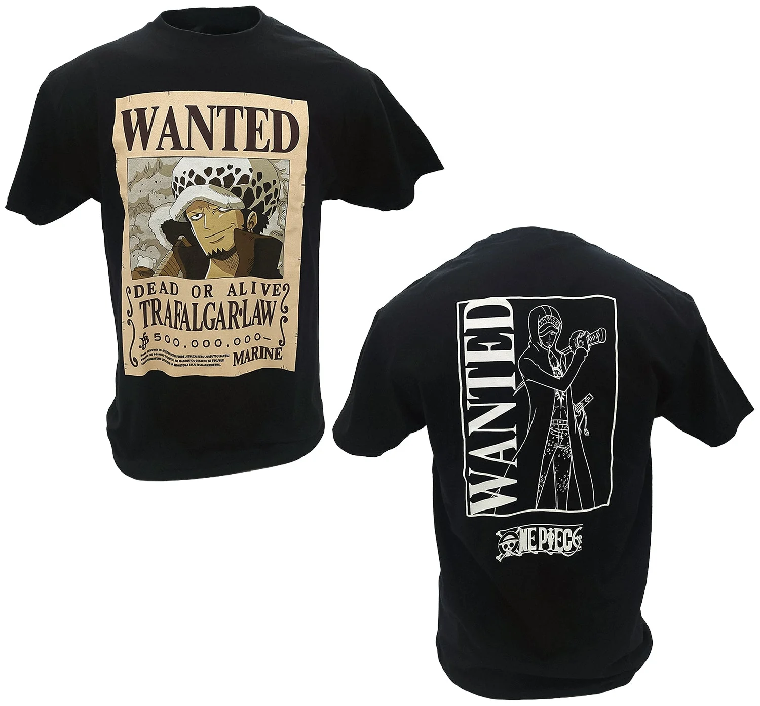 One Piece – Wanted Poster Trafalgar D. Water Law Officially Licensed Adult Men’s T-Shirt