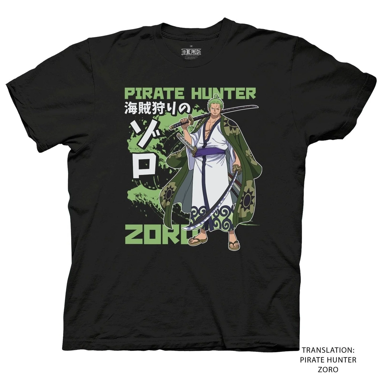 One Piece Zoro Pirate Hunter Kanji Officially Licensed Adult T-Shirt - Image 1