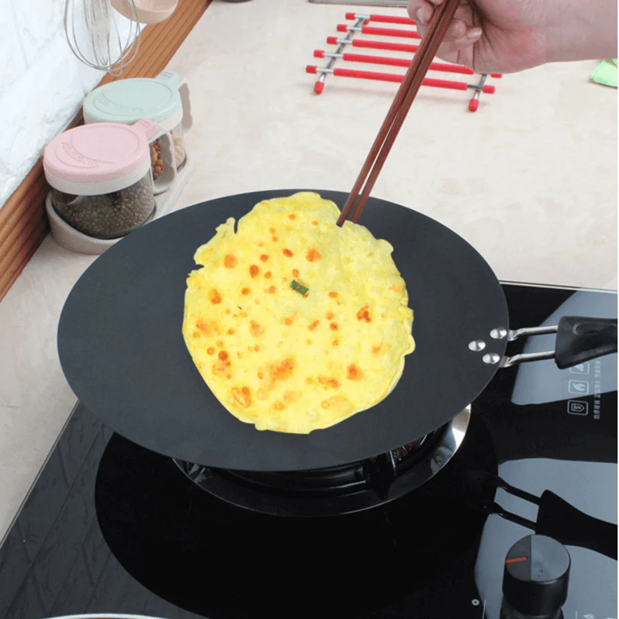 Black Iron Round Non-stick Pancake Pan - Image 2