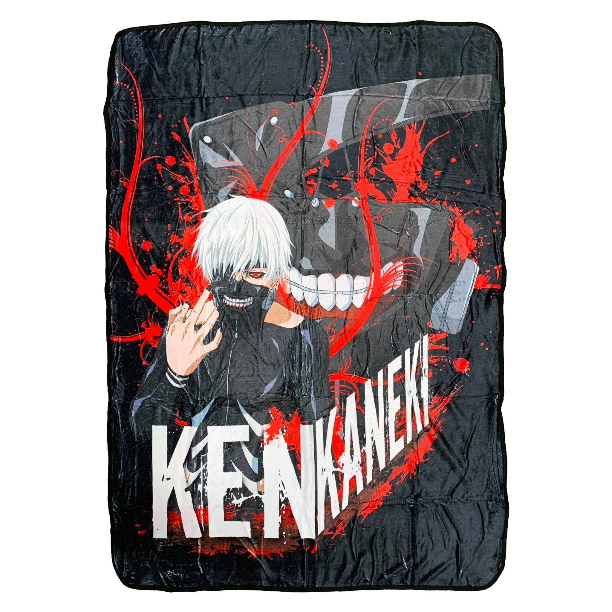 Tokyo Ghoul Ken Kaneki White Hair With Mask Fleece Throw Soft Lightweight Blanket 45x60 Inches - Image 1