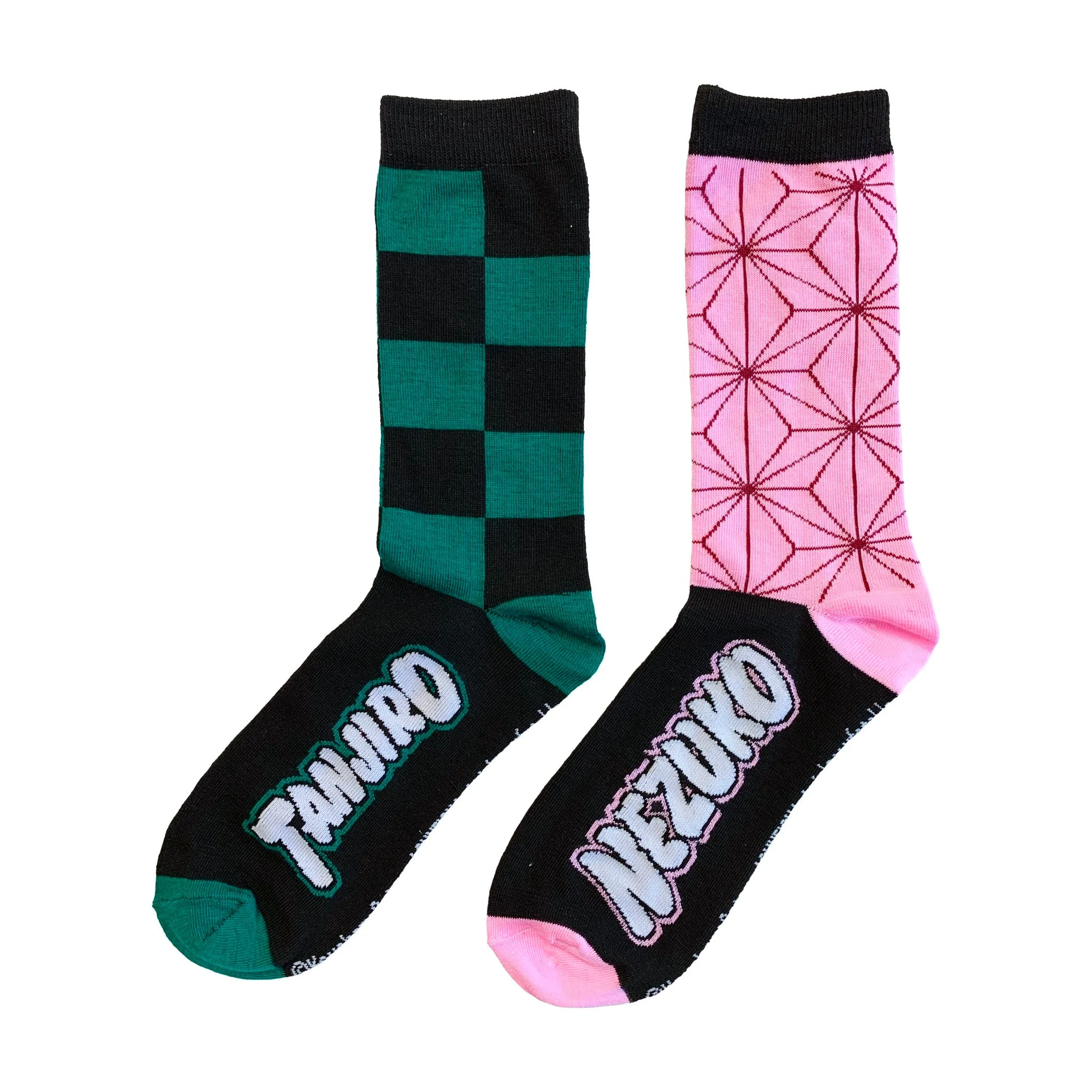 Demon Slayer 2 Pack - Nezuko & Tanjiro Character Pattern Anime Crew Socks - Image 1