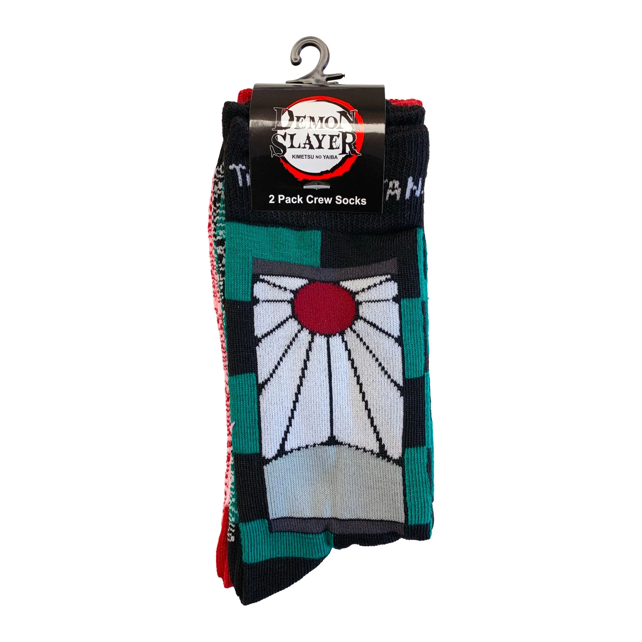 Demon Slayer 2 Pack - Nezuko & Tanjiro Flag Pattern Anime Crew Socks - Image 3