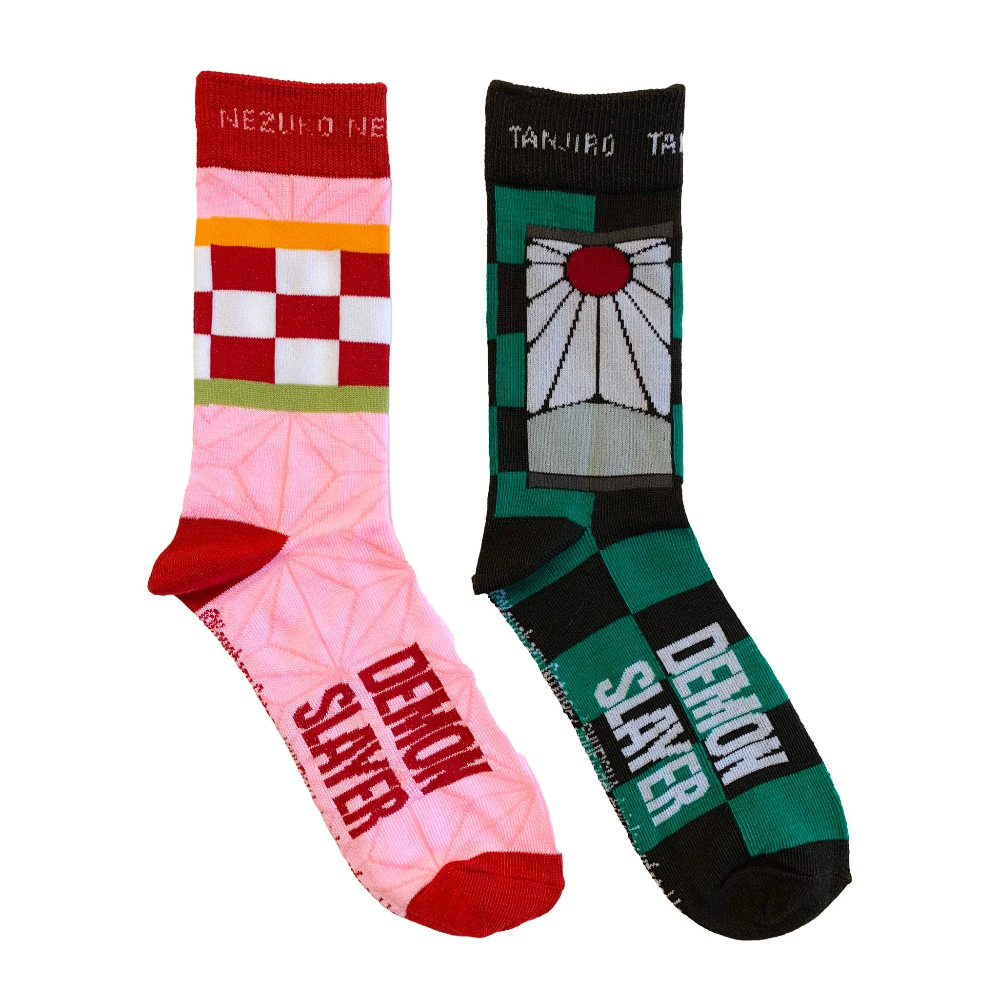 Demon Slayer 2 Pack - Nezuko & Tanjiro Flag Pattern Anime Crew Socks - Image 2