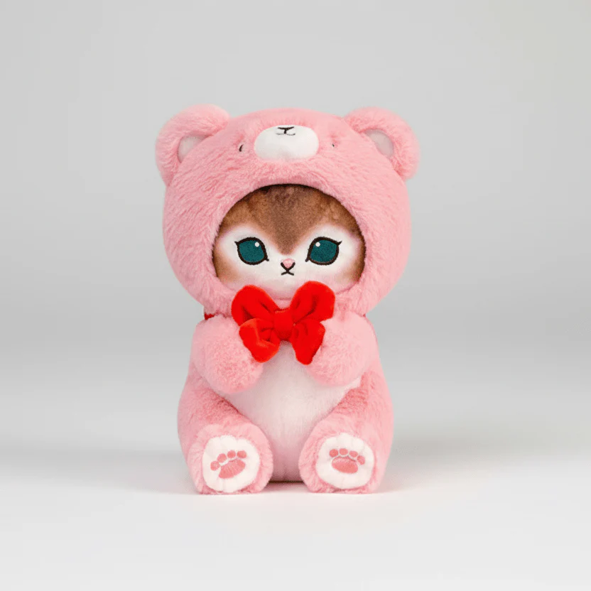Mofusand Pink Bear Plush 9" - Image 2