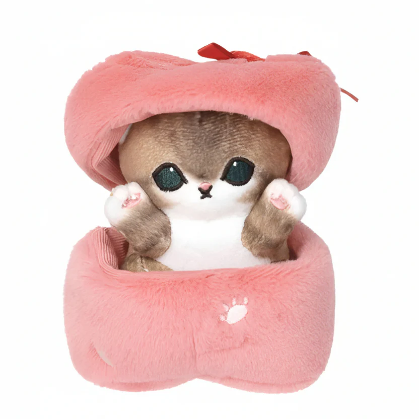 Mofusand Pink Gift Cat Plush 5" - Image 1