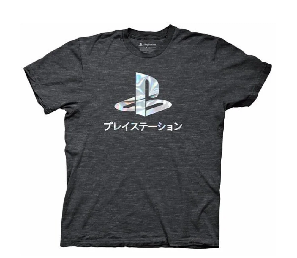 Playstation Logo Foil Gamer Adult T-Shirt - Image 1