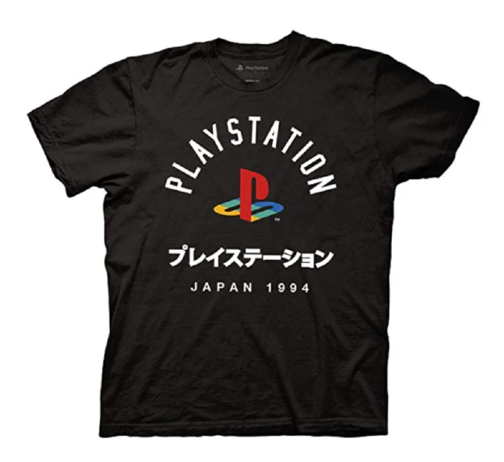 Playstation Logo Japan 1994 Light With Kanji Gamer Adult T-Shirt - Image 1
