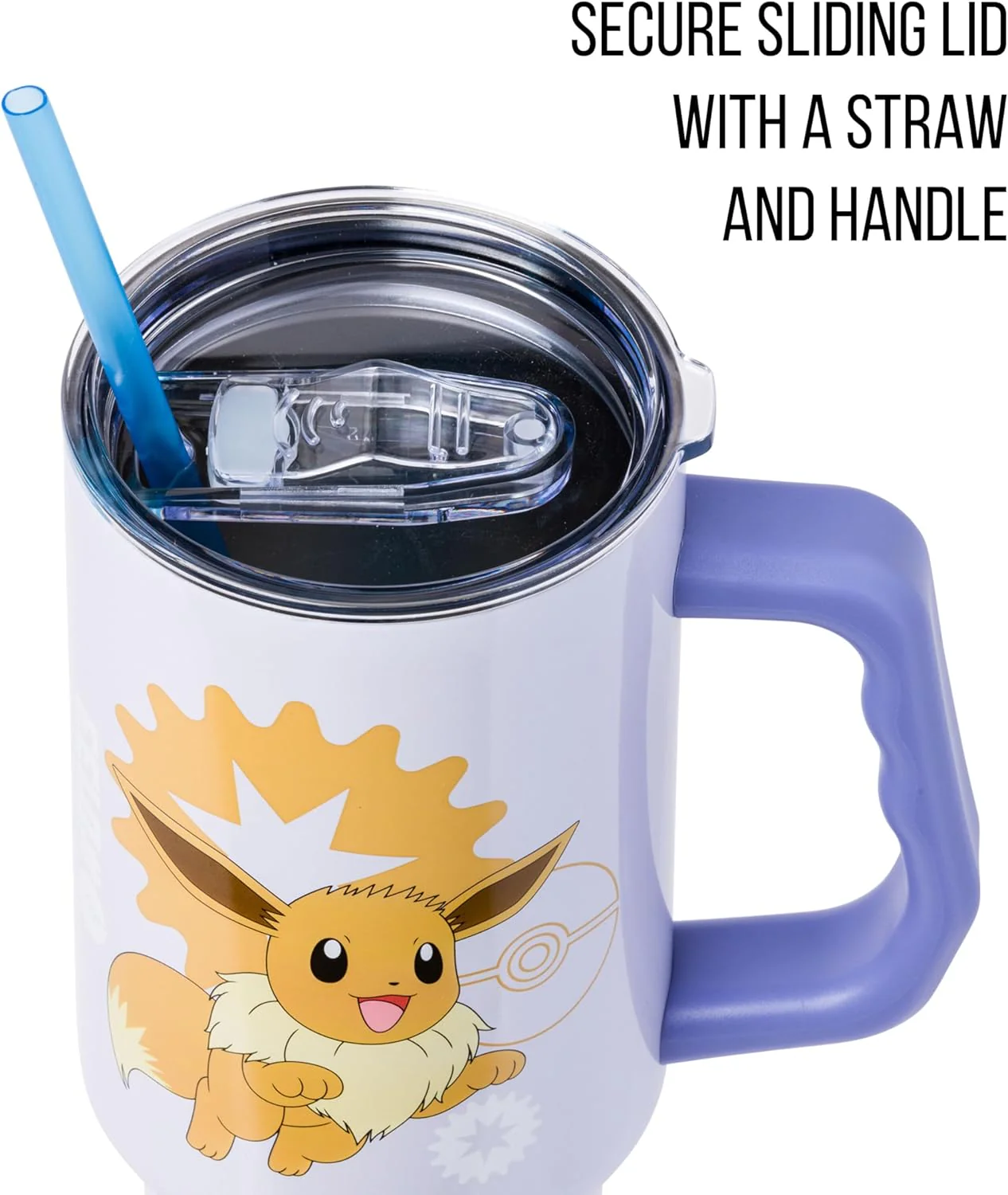 Pokemon Eevee Stainless Steel Tumbler with Handle Fits in Standard Cup Holder 40 Ounces - Image 3