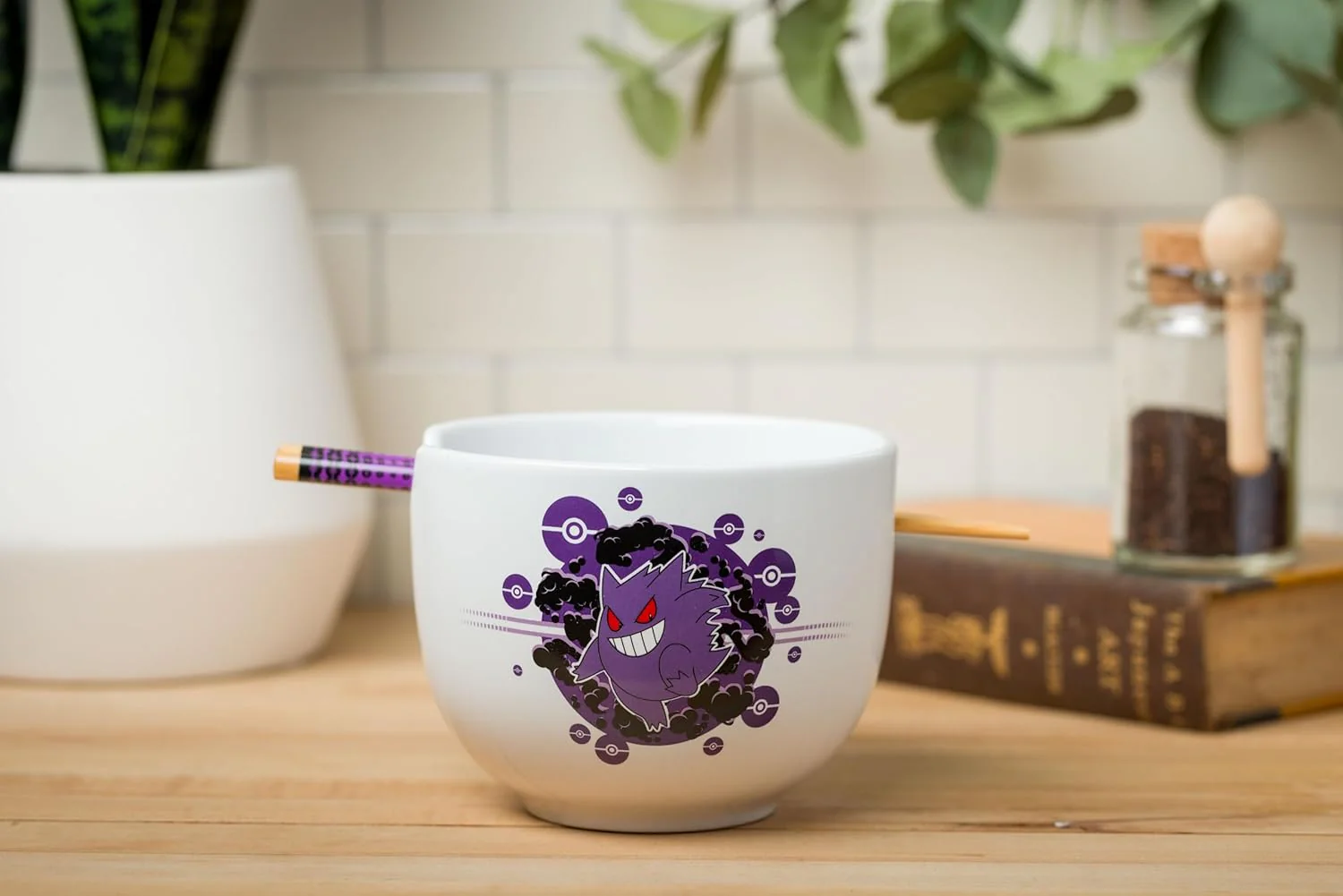 Pokemon Gengar Pokeball Ceramic Ramen Noodle Rice Bowl with Chopsticks Microwave Safe 20 Ounces - Image 2