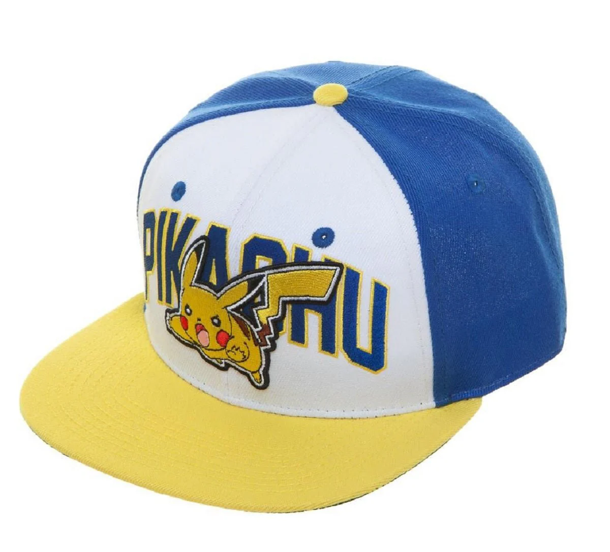 Pokemon Pikachu Color Block Snapback Hat Cap - Image 1