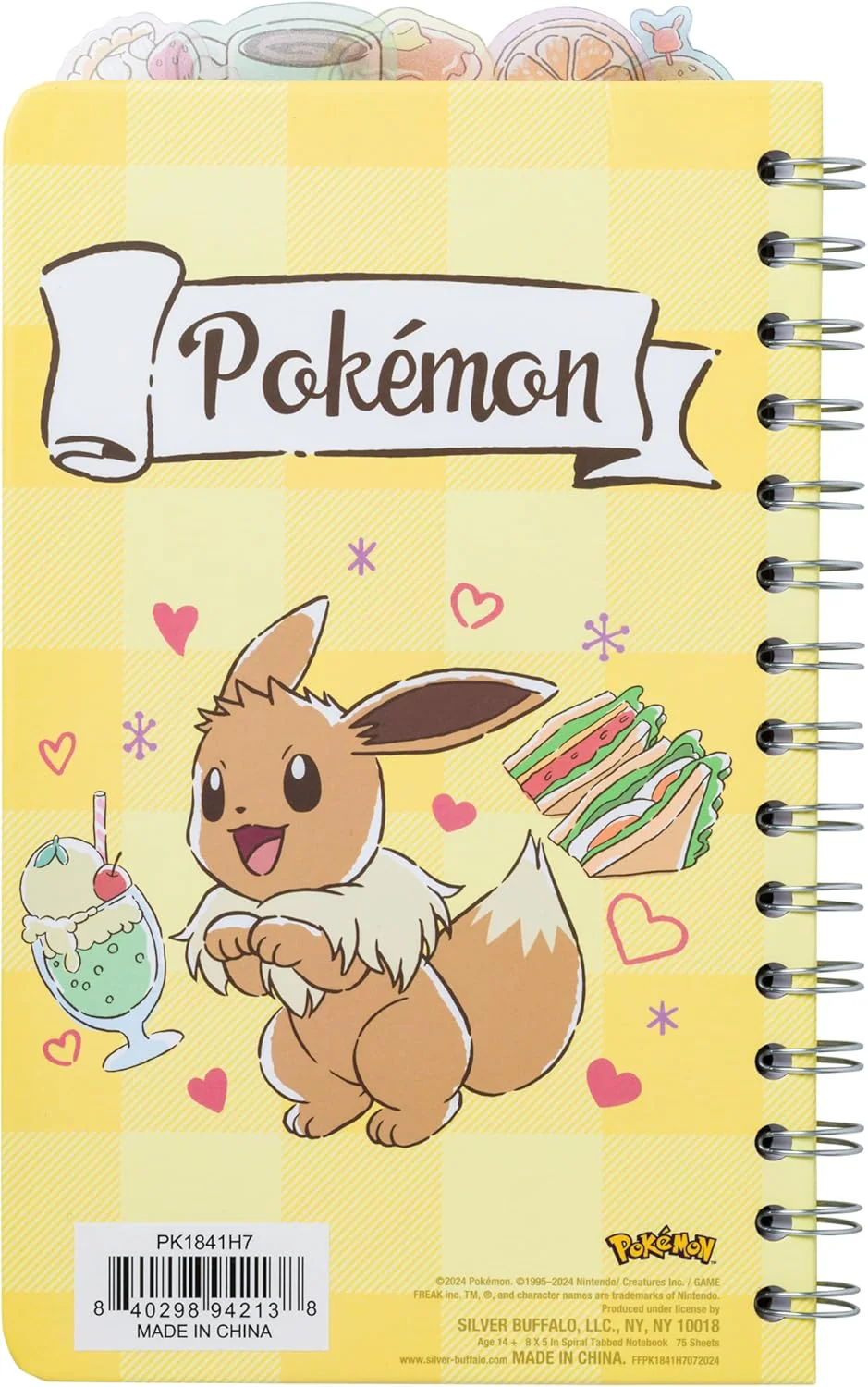Pokemon - Pikachu, Yamper, Piplup, and Eevee 8in by 5in Spiral Tabbed Notebook - Image 2
