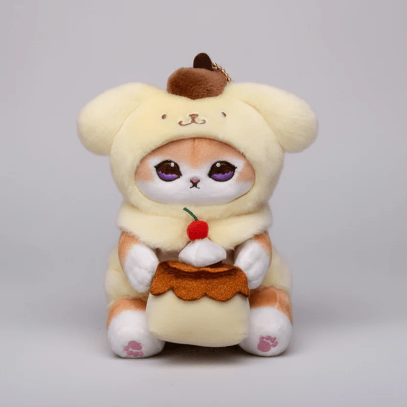 Mofusand Sanrio PomPom Purin Cat Plush Keychain - Image 2