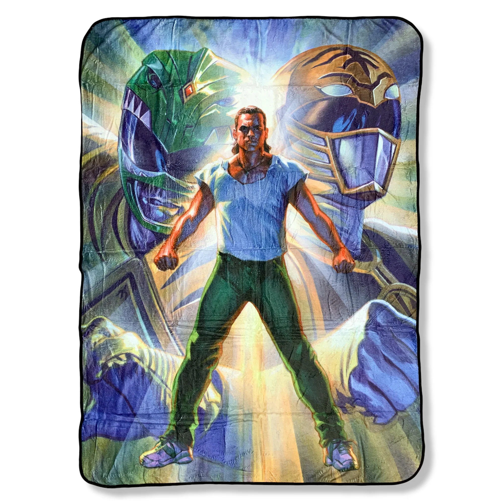 Power Rangers Green White Ranger Tommy Oliver Flannel Throw Super Soft Fleece Blanket 45x60in - Image 1