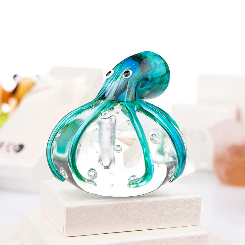 Handmade Colored Octopus Glass Ornament - Image 1