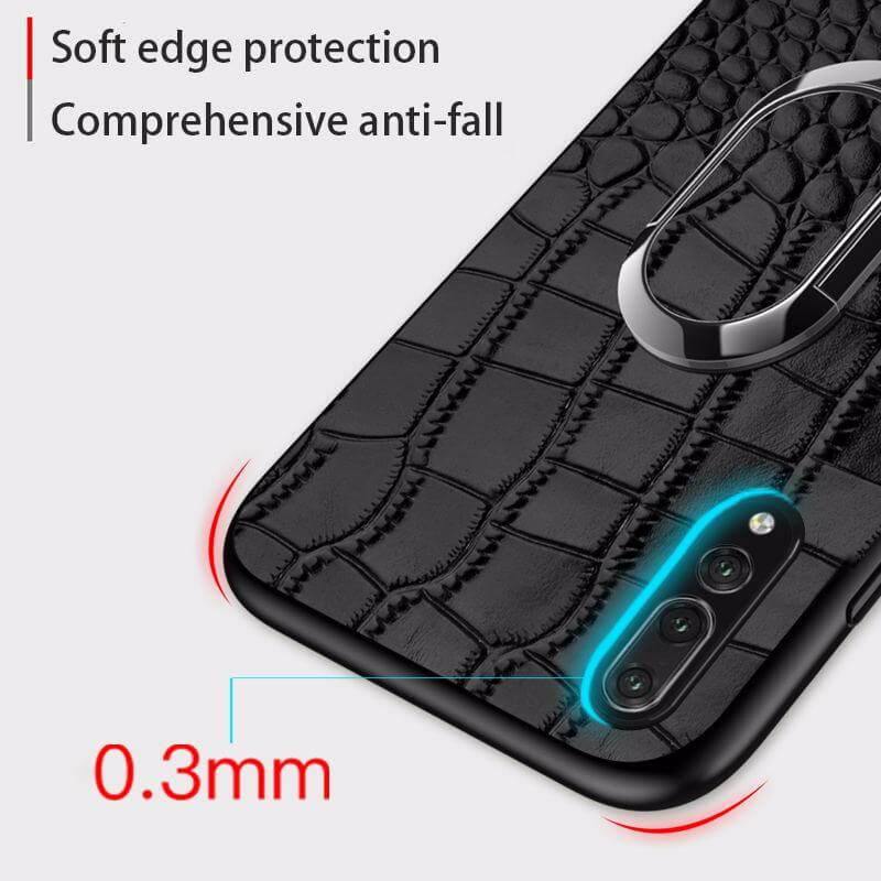Snake Texture Leather iPhone Case with Ring Support - Image 2
