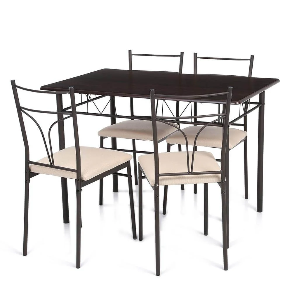 5PCS Modern Metal Frame Kitchen Table with Chairs - Image 2