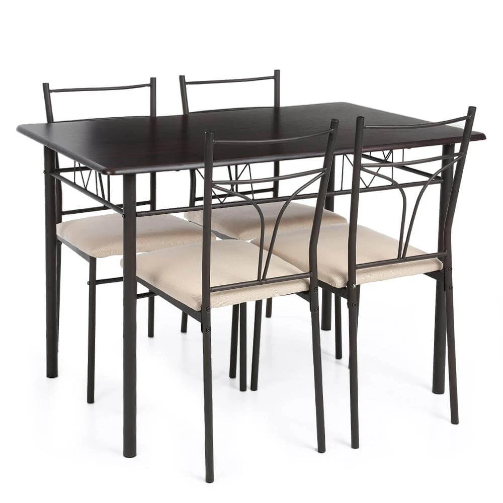 5PCS Modern Metal Frame Kitchen Table with Chairs - Image 3