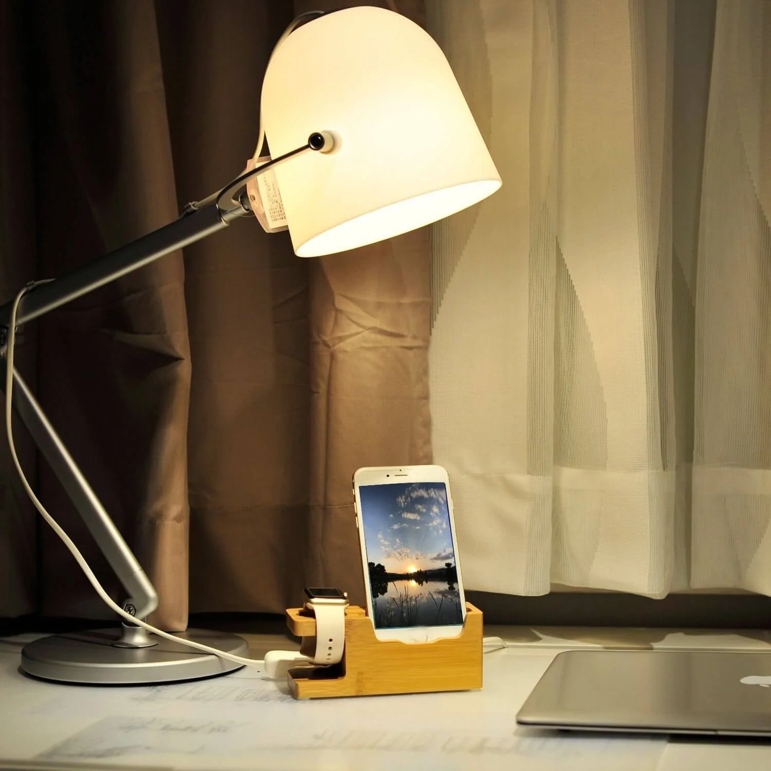 Bamboo Wood Charger Station for Apple Products - Image 2