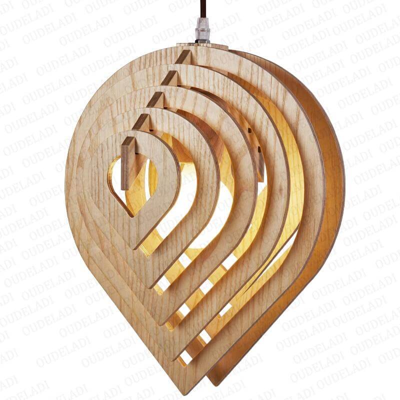 Wooden Water Drop Shaped Pendant Light - Image 2