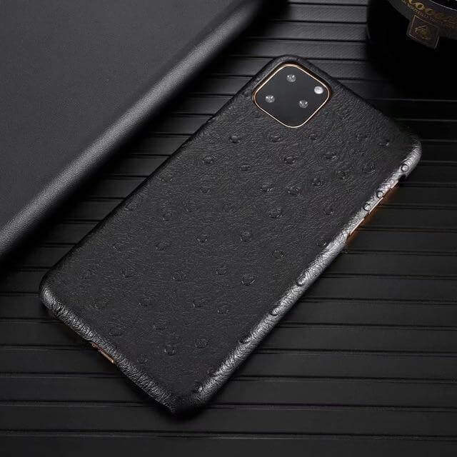 Genuine Leather Ostrich Pattern iPhone Case - Image 3