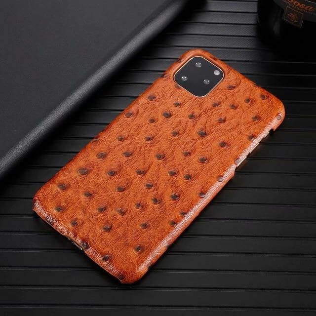 Genuine Leather Ostrich Pattern iPhone Case - Image 2