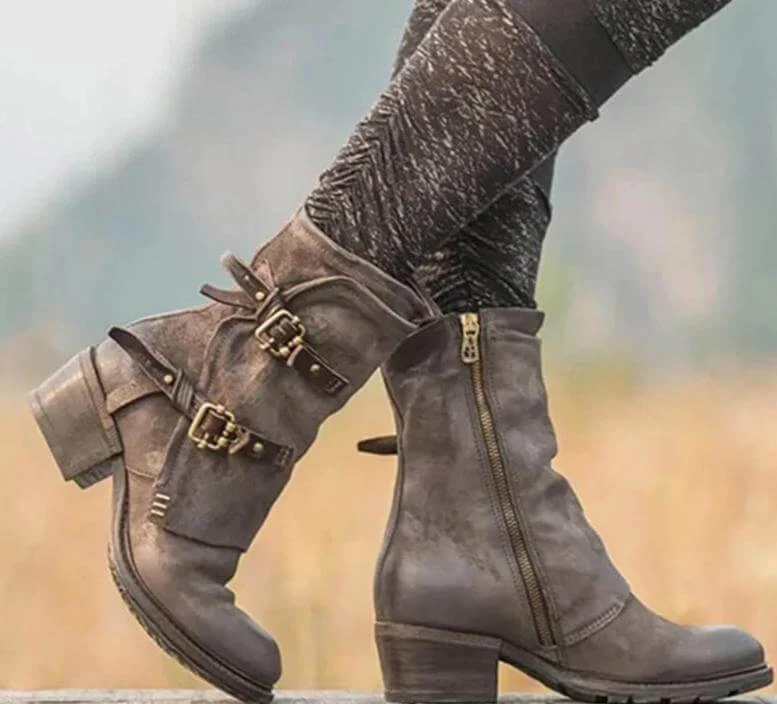 Punk Style Vintage Ankle Boots - Image 1