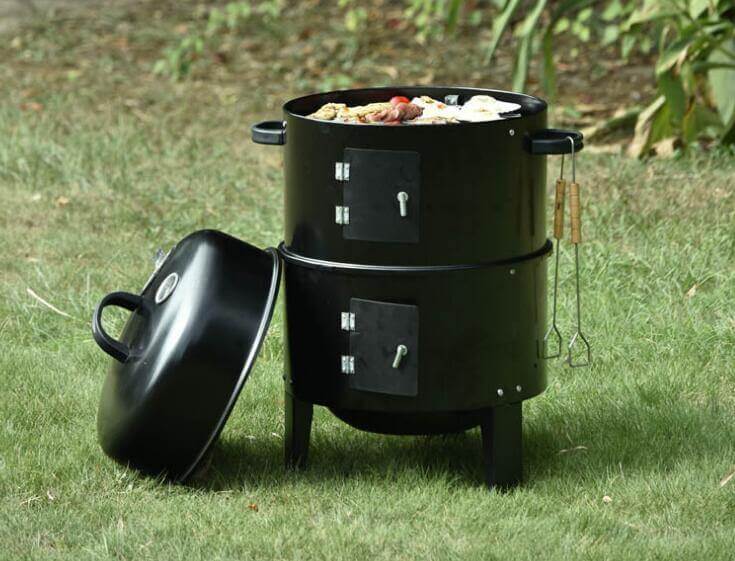 Smoker BBQ Round Stackable Grill with Lid - Image 2