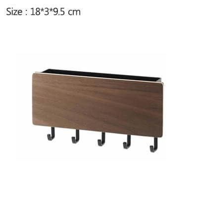 Modern Wood Wall Organizer with Hooks - Image 3