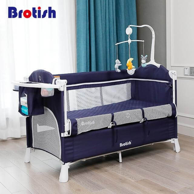Multifunctional Foldable Baby Bed with Removable Side - Image 3