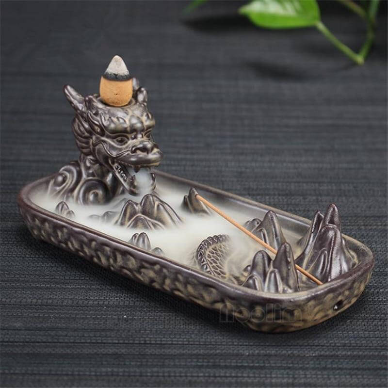 Ceramic Dragon Censer  Smoke Backflow Incense Burner - Image 1