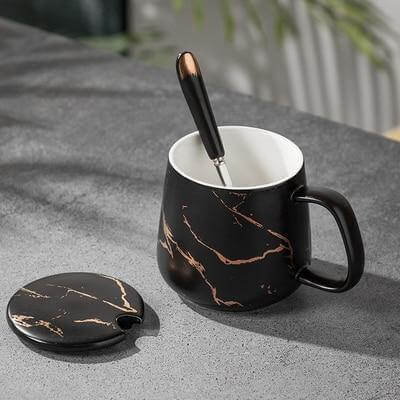 Elegant Marble Ceramic Coffee Mug Gift Set - Image 3