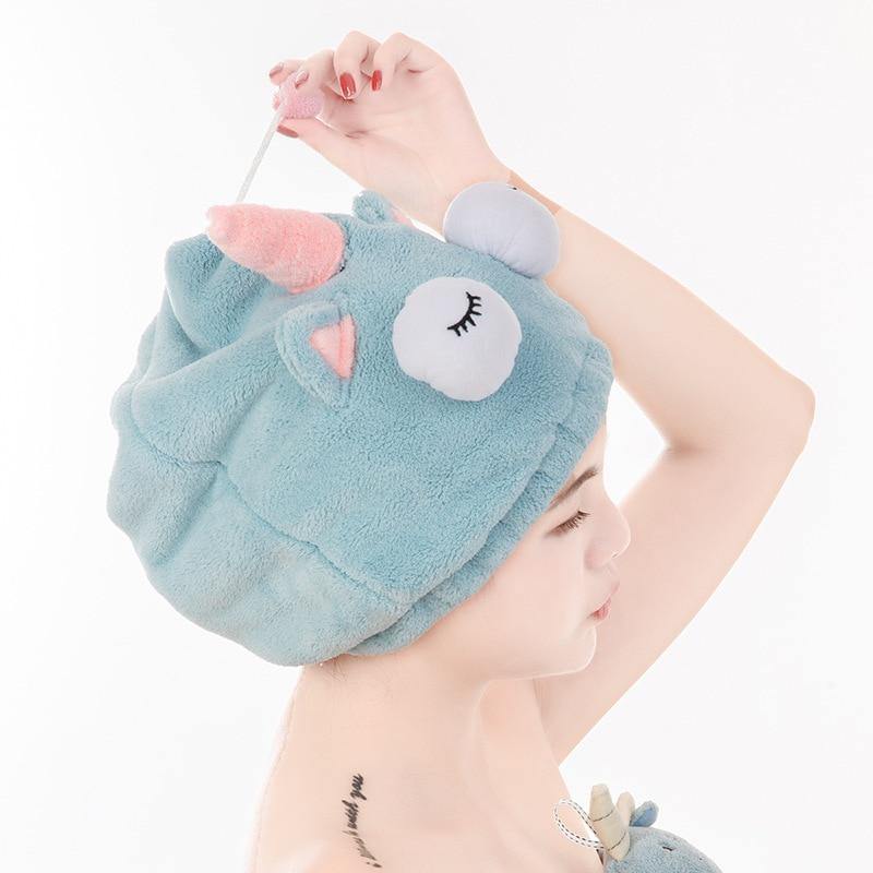 Cute Bath Towel Hair Dryer Hat - Image 1