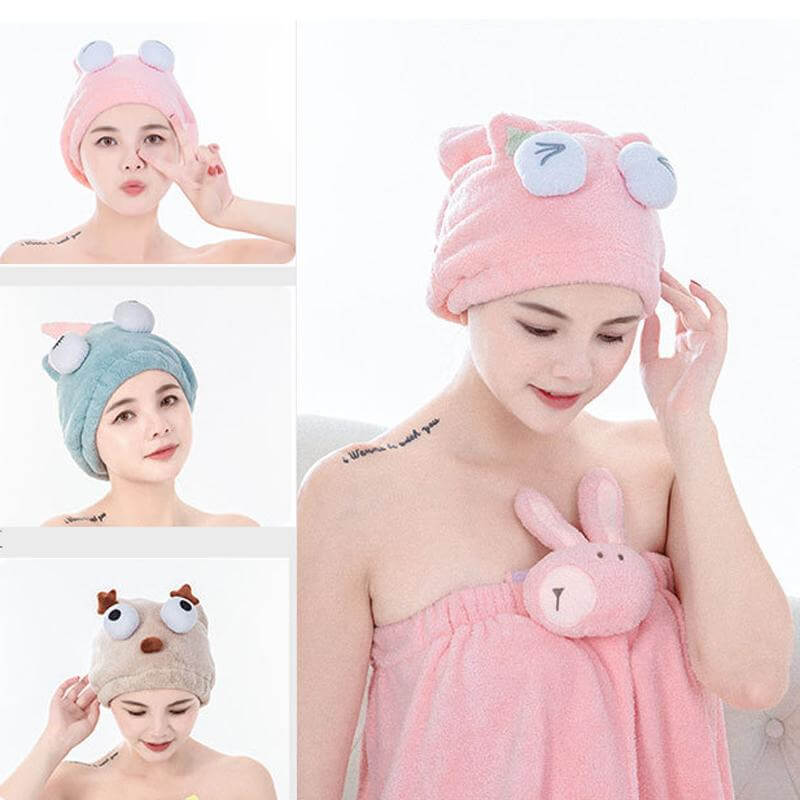 Cute Bath Towel Hair Dryer Hat - Image 3