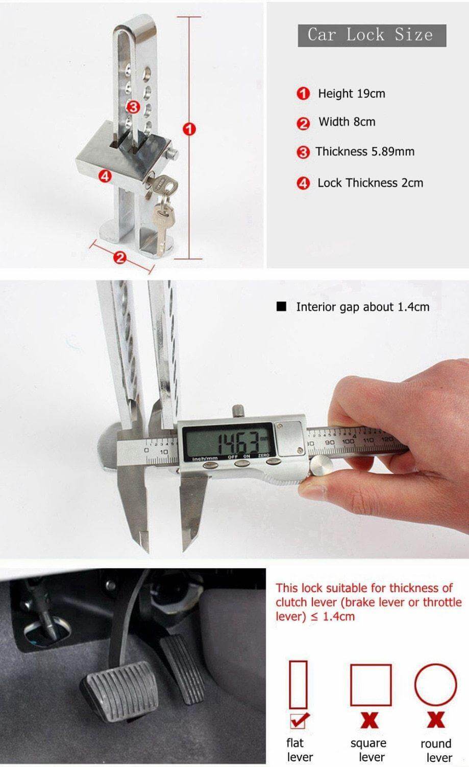 Anti Theft Brake Car Security Pedal Lock - Image 3