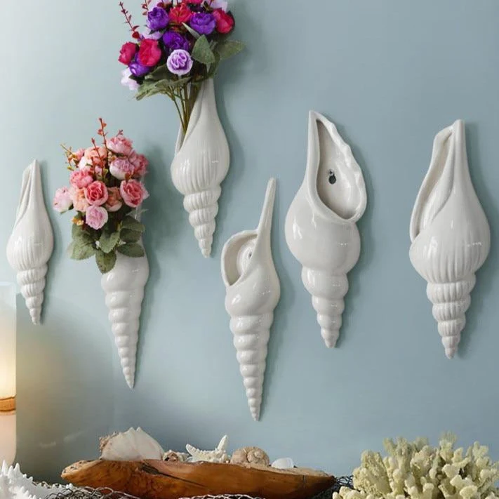 3D Conch Mural Flower Vase - Image 1