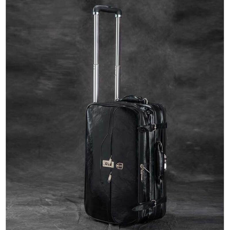 Retro Business Rolling PU Leather Travel Luggages - Image 3